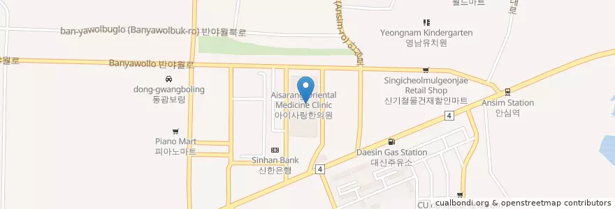 Mapa de ubicacion de 쿨펫동물병원 en 韩国/南韓, 大邱, 東區, 안심동.