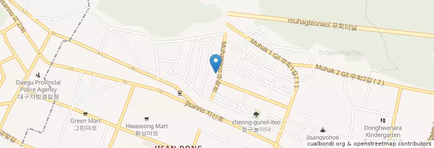 Mapa de ubicacion de 예일동물병원 en Güney Kore, Daegu, 수성구, 지산동.