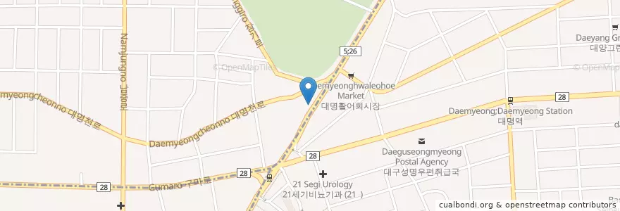 Mapa de ubicacion de 두류동물병원 en 대한민국, 대구, 달서구, 성당동.