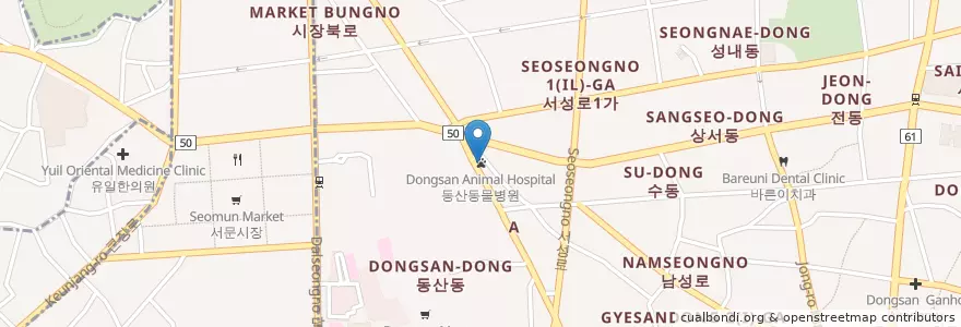 Mapa de ubicacion de 동산동물병원 en Zuid-Korea, Daegu, 중구, 성내동.