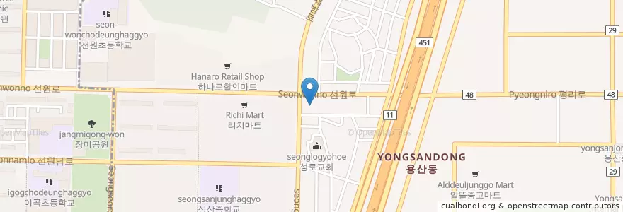 Mapa de ubicacion de 헬로우동물병원 en Zuid-Korea, Daegu, 달서구, 용산동.