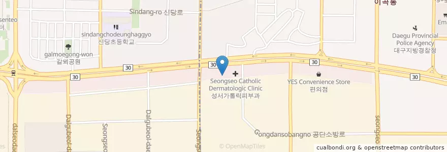 Mapa de ubicacion de 온누리동물병원 en 대한민국, 대구, 달서구, 이곡동.
