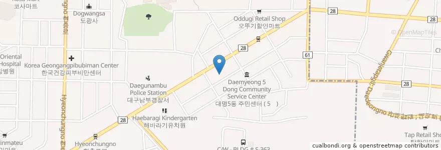 Mapa de ubicacion de 독사랑동물병원 en 韩国/南韓, 大邱, 南區, 대명동.