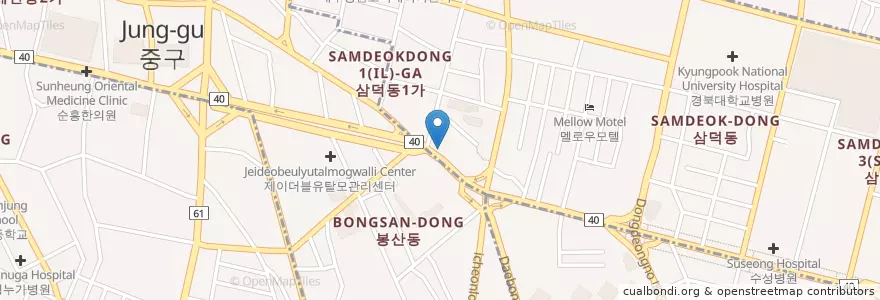 Mapa de ubicacion de Samdeokjonghap Animal Hospital en South Korea, Daegu, Jung-Gu, Seongnae-Dong.