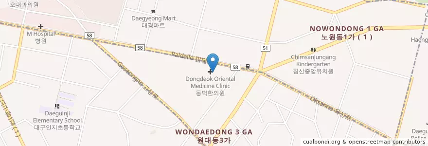 Mapa de ubicacion de 다우종합동물병원 en 韩国/南韓, 大邱, 北區, 西區.