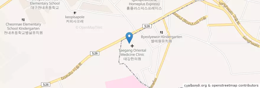 Mapa de ubicacion de 24시프라임동물병원 en Südkorea, Daegu, Dalseong-Gun, Jincheon-Dong, Hwawon-Eup.