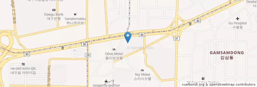 Mapa de ubicacion de 베스트종합동물병원 en 대한민국, 대구, 달서구, 감삼동.