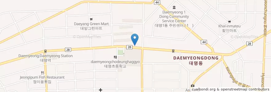 Mapa de ubicacion de 리더스동물병원 en 韩国/南韓, 大邱, 南區, 대명동.