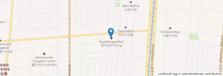 Mapa de ubicacion de 큐티피부관리실 en 대한민국, 대구, 수성구, 두산동.