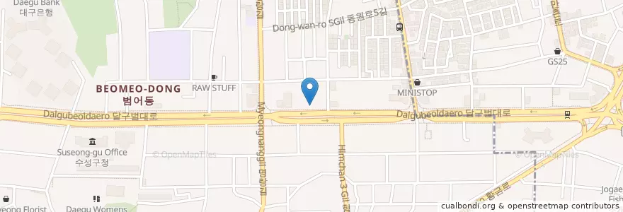 Mapa de ubicacion de 허렉스 en Coreia Do Sul, Daegu, 수성구, 만촌동, 범어동.