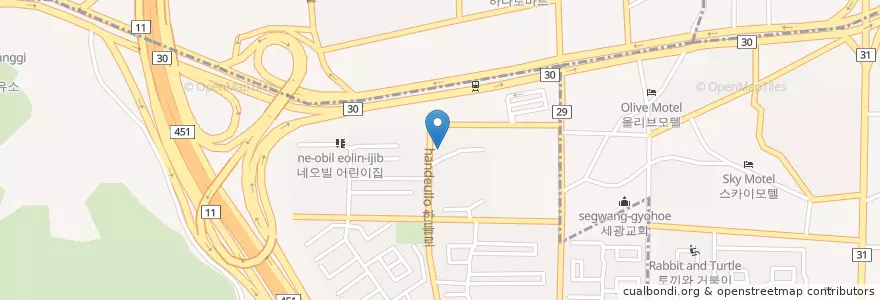 Mapa de ubicacion de 시원이비인후과의원 en Corée Du Sud, Daegu, 달서구, 장기동.