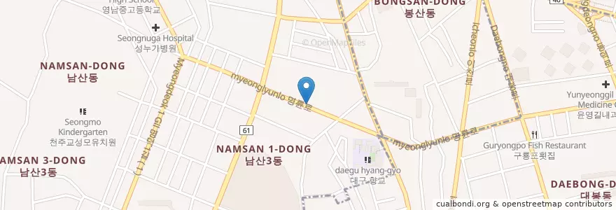Mapa de ubicacion de 김해수치과의원 en Korea Selatan, Daegu, 중구, 남산동.
