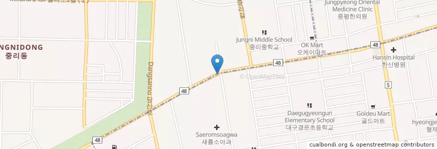 Mapa de ubicacion de 내외치과 en Республика Корея, Тэгу, 서구, 달서구, 내당동.