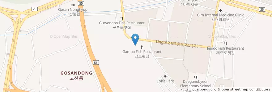 Mapa de ubicacion de 범어치과 en 대한민국, 대구, 수성구, 고산동.