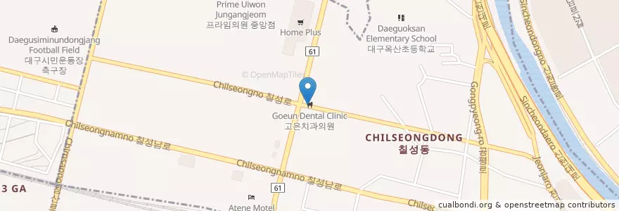 Mapa de ubicacion de 고은치과의원 en Corea Del Sud, Daegu, 북구, 칠성동.