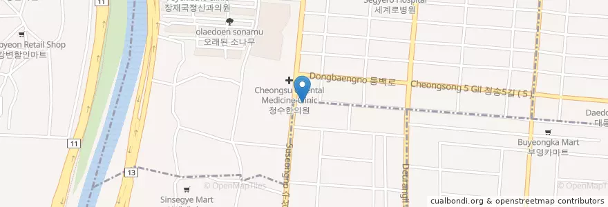 Mapa de ubicacion de 효동치과의원 en 대한민국, 대구, 수성구, 수성동.