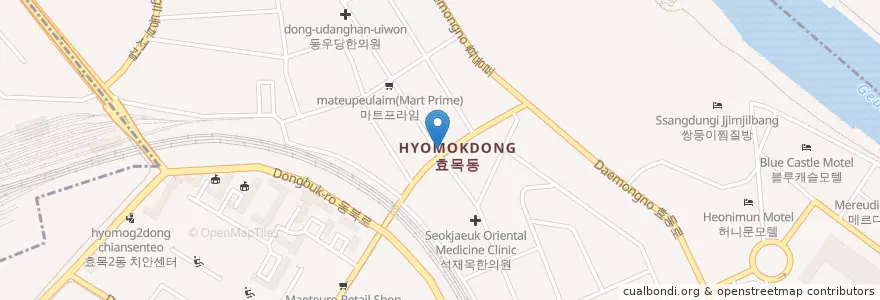 Mapa de ubicacion de 효목치과 en Coreia Do Sul, Daegu, 동구, 효목동, 효목동.