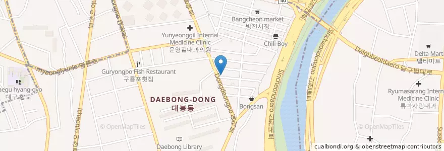 Mapa de ubicacion de Bakjeonghye Dental Clinic en South Korea, Daegu, Jung-Gu, Daebong-Dong.