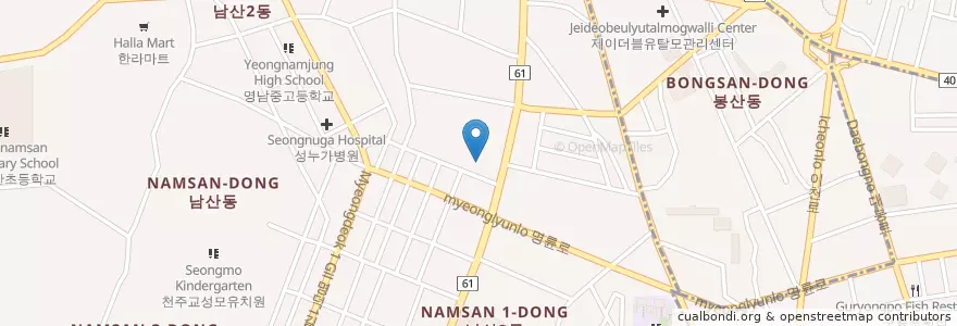 Mapa de ubicacion de 인산치과의원 en Südkorea, Daegu, Jung-Gu, Namsan-Dong.