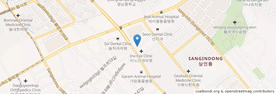 Mapa de ubicacion de 뿌리연합치과의원 en Corée Du Sud, Daegu, 달서구, 상인동.