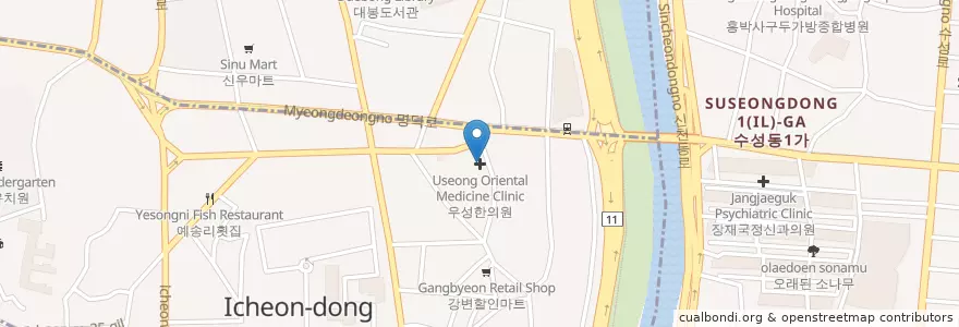 Mapa de ubicacion de 장시호치과 en 大韓民国, 大邱, 南区, 이천동.