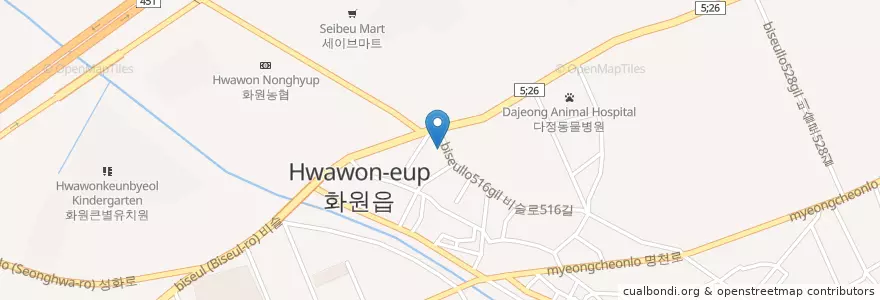 Mapa de ubicacion de Apseon Dental Clinic en South Korea, Daegu, Dalseong-Gun, Hwawon-Eup.
