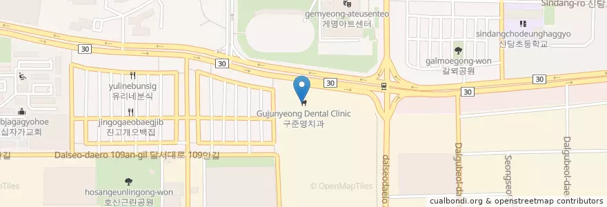 Mapa de ubicacion de 구준영치과 en Südkorea, Daegu, Dalseo-Gu, Sindang-Dong.
