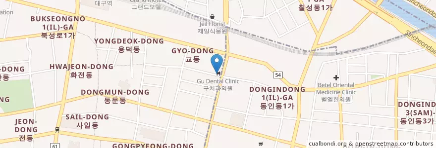 Mapa de ubicacion de 구치과의원 en 韩国/南韓, 大邱, 성내동.