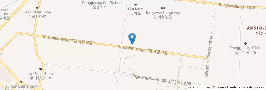 Mapa de ubicacion de 행을심는연합치과의원 en 대한민국, 대구, 동구, 안심동.