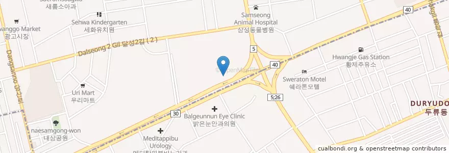 Mapa de ubicacion de 맥치과의원광장점 en Corea Del Sur, Daegu, 서구, 달서구.