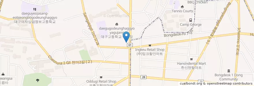Mapa de ubicacion de 교남치과 en 대한민국, 대구, 남구, 대명동.