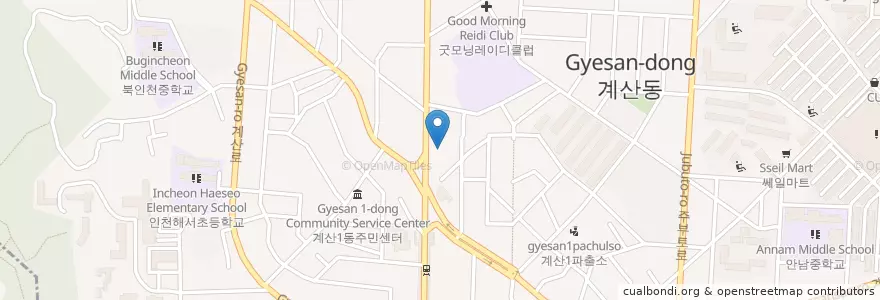 Mapa de ubicacion de 효담노인병원 en Korea Selatan, 인천, 계양구, 계산동.