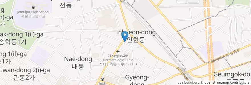 Mapa de ubicacion de 고정선신경정신과 en Korea Selatan, 인천, 동구, 동인천동.