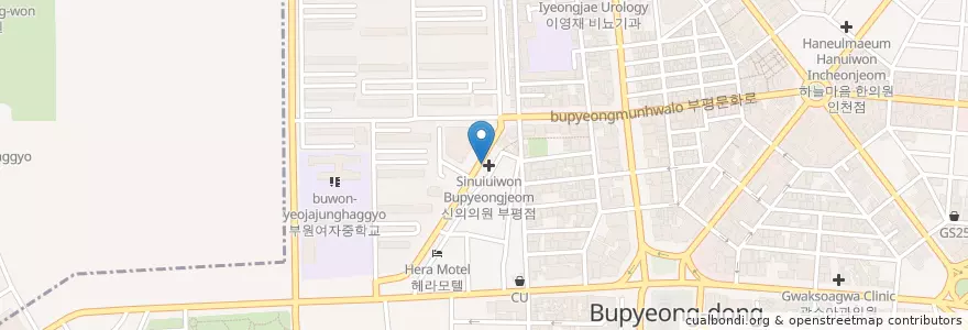 Mapa de ubicacion de 고운이라인치과 en كوريا الجنوبية, إنتشون, 부평구, 부평동.