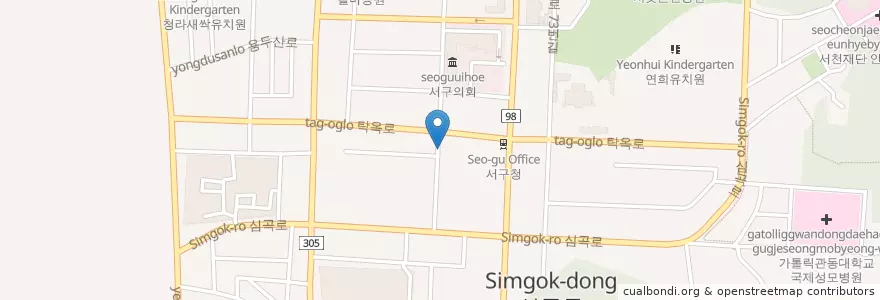 Mapa de ubicacion de 고려재활의학과의원 en كوريا الجنوبية, إنتشون, 서구, 연희동.