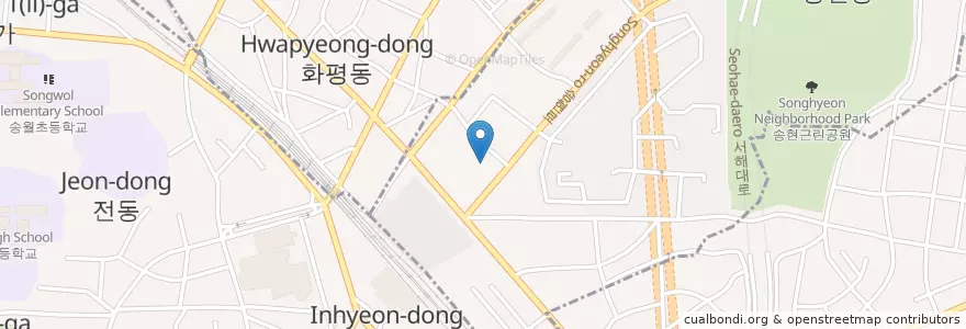 Mapa de ubicacion de 청아치과 en Südkorea, Incheon, Dong-Gu, Songhyeon-Dong.