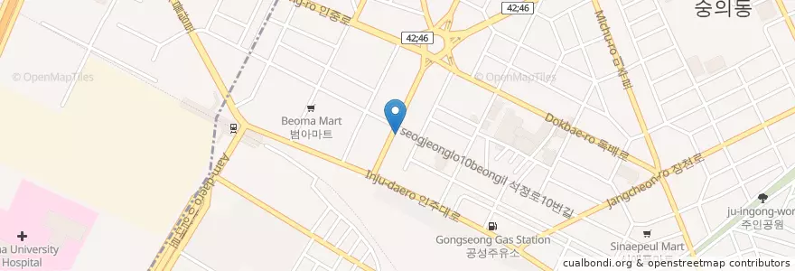 Mapa de ubicacion de 성인천한방병원 en 大韓民国, 仁川広域市, 弥鄒忽区.