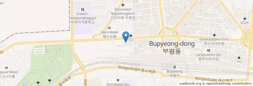 Mapa de ubicacion de 한마음정신과의원 en 大韓民国, 仁川広域市, 富平区, 부평동.