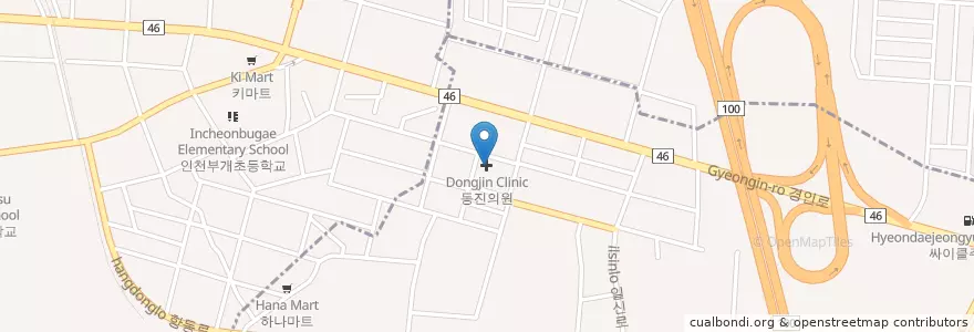 Mapa de ubicacion de 동진의원 en 韩国/南韓, 仁川廣域市, 富平區.
