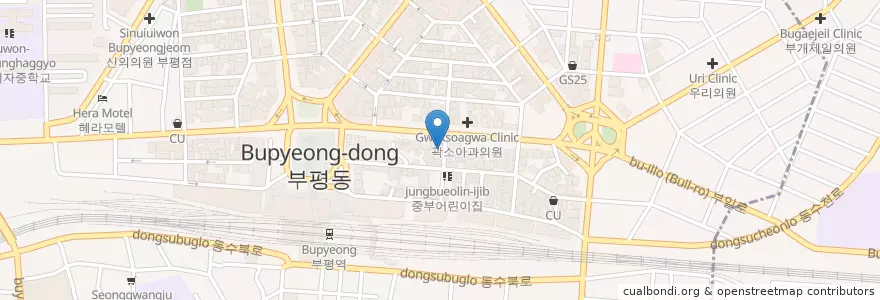 Mapa de ubicacion de Guoldam Dental Hospital en South Korea, Incheon, Bupyeong-Gu, Bupyeong-Dong.