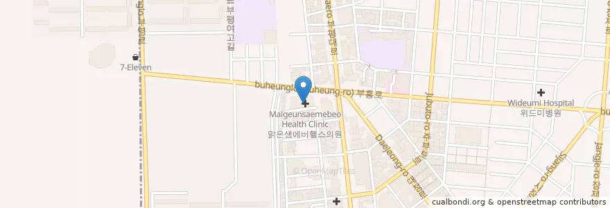 Mapa de ubicacion de Malgeunsaemebeo Health Clinic en South Korea, Incheon, Bupyeong-Gu, Bupyeong-Dong.
