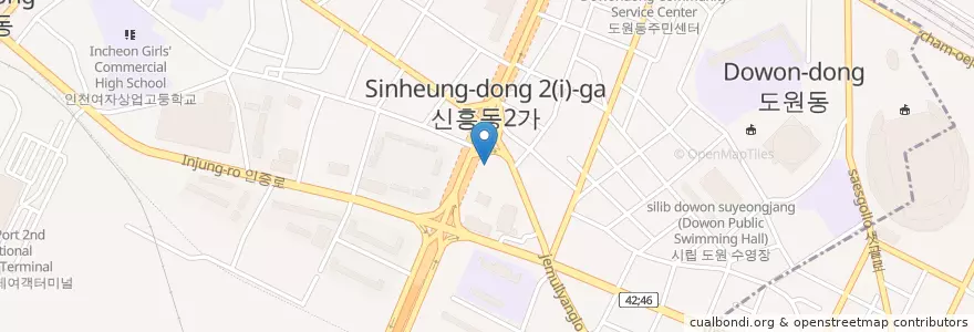 Mapa de ubicacion de 김훈수내과의원 en Zuid-Korea, 인천, 중구, 신흥동.