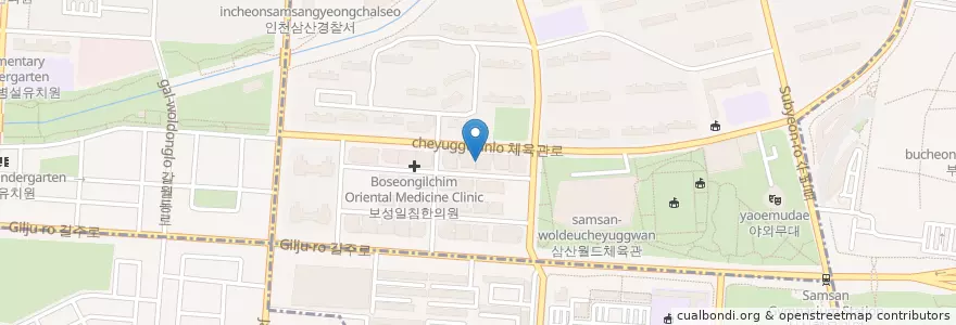 Mapa de ubicacion de 교동한의원 en Coreia Do Sul, 인천, 부평구, 삼산동.