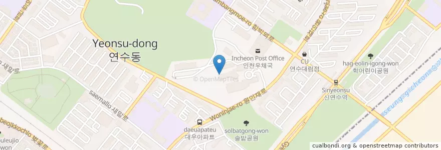 Mapa de ubicacion de 인천적십자병원 en كوريا الجنوبية, إنتشون, 연수구, 연수동.