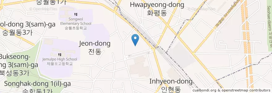 Mapa de ubicacion de 인천광역시 중구보건소 en 大韓民国, 仁川広域市, 東区, 동인천동.