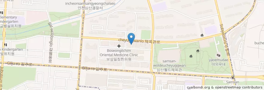 Mapa de ubicacion de 참사랑한의원 en Corée Du Sud, Inchon, 부평구, 삼산동.