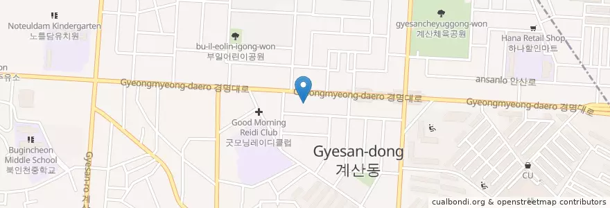 Mapa de ubicacion de 무지개소아청소년과 en Südkorea, Incheon, Gyeyang-Gu, Gyesan-Dong.