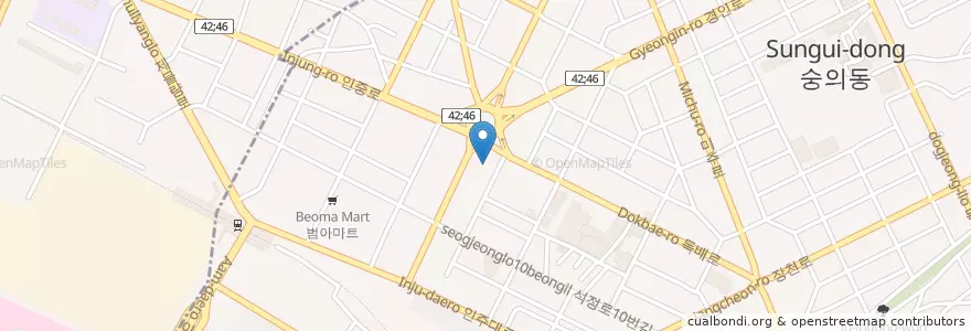 Mapa de ubicacion de 유비스병원 en 대한민국, 인천, 미추홀구.