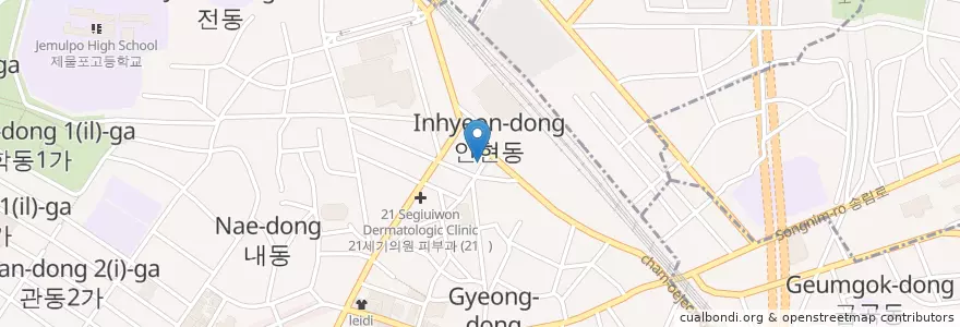 Mapa de ubicacion de 글로리병원 en Coreia Do Sul, 인천, 동구, 동인천동.
