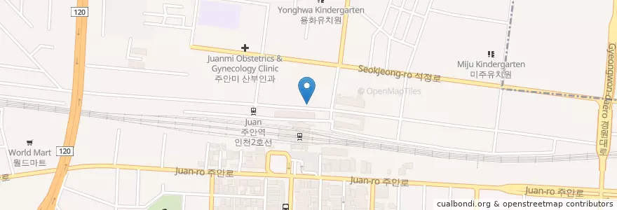 Mapa de ubicacion de 광혜원한방병원 en كوريا الجنوبية, إنتشون, 미추홀구.